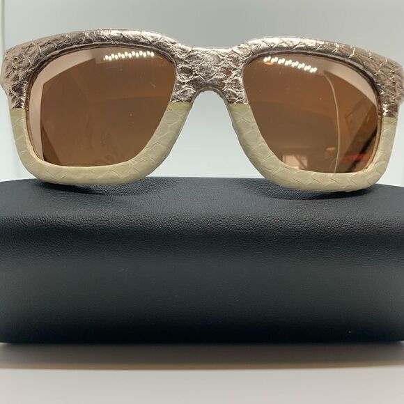 Linda Farrow Rose Gold Snakeskin 52mm Sunglasses - Picture 4 of 12